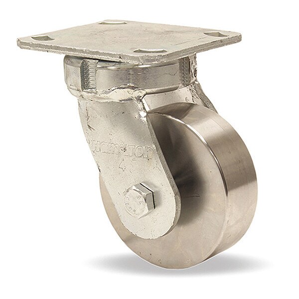 High Heat Standard Duty Kingpinless Swivel Caster, 4" x 2" Stainless Steel Wheel