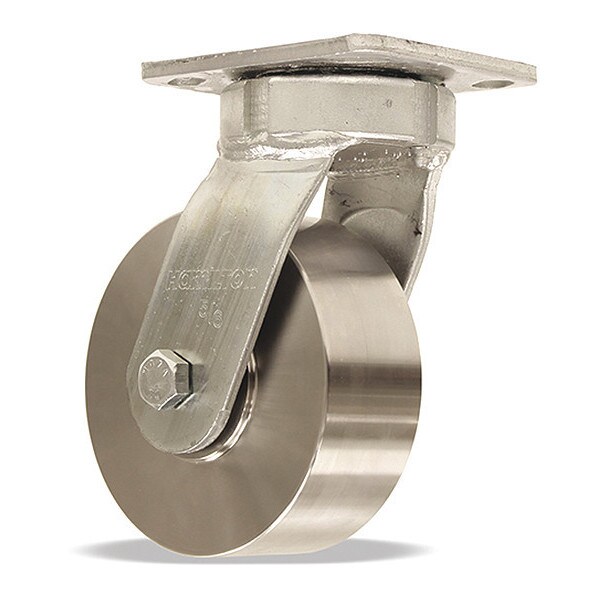 High Heat Standard Duty Kingpinless Swivel Caster, 5" x 2" Stainless Steel Wheel