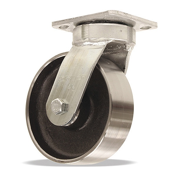 High Heat Standard Duty Kingpinless Swivel Caster, 6" x 2" Forged Steel Wheel