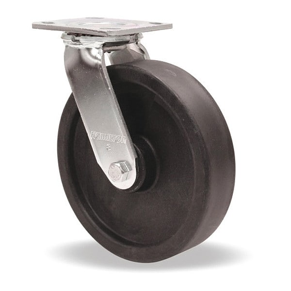 High Heat Standard Duty Kingpinless Swivel Caster rated up to 550 Degree F, 8" x 2" Scorcher Wheel