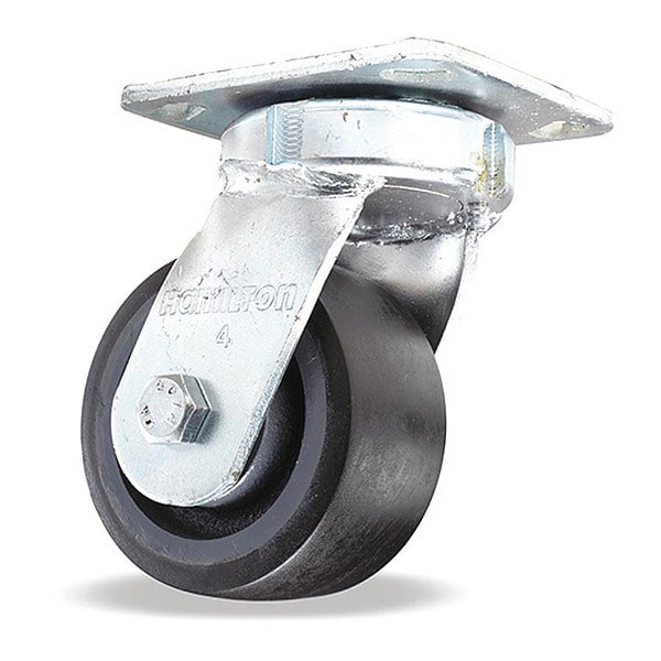 Standard Duty Kingpinless Caster, 4" x 2" Duralast XC Polyurethane (70D) on Cast Iron Wheels