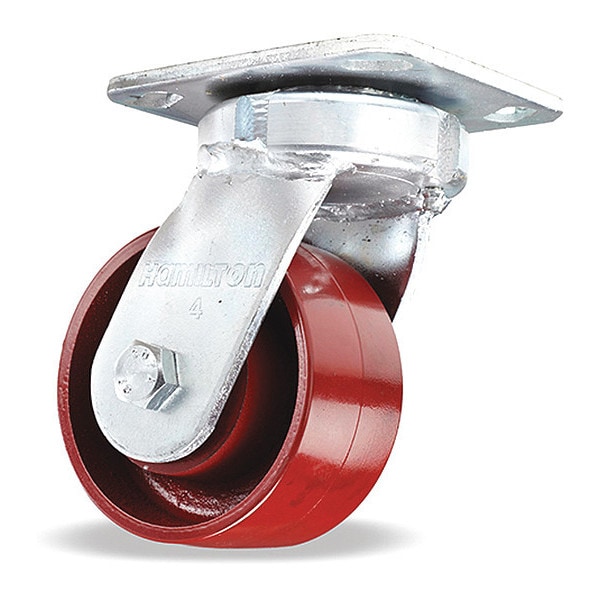 Standard Duty Kingpinless Caster, 4" x 2" Metal Wheel, 1/2" Precision Ball Bearing, Foot Brake