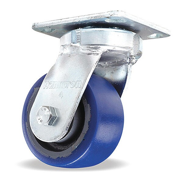 Standard Duty Kingpinless Caster, 4" x 2" Ergo-Glide Polyurethane (85A) on Cast Iron Wheels