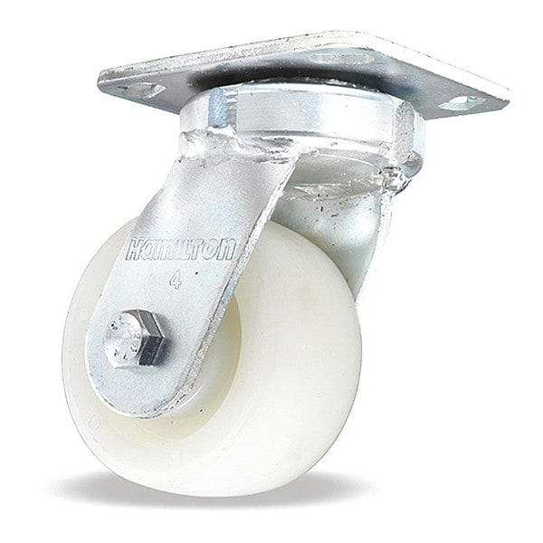 Standard Duty Kingpinless Caster, 4" x 2" White Nylon Wheel, 1/2" Sealed Precision Ball Bearings