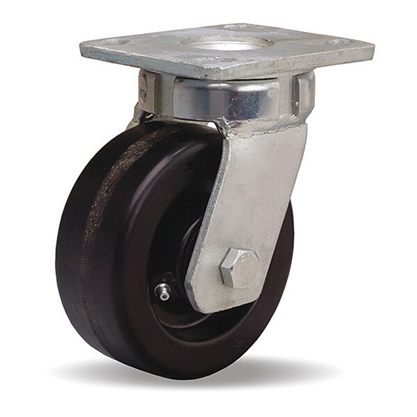 Standard Duty Kingpinless Caster, 5"X2" Plastex Phenolic Wheel, 3/4" Straight Roller Bearng, Foot Brake