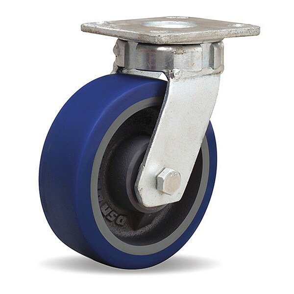 Standard Duty Kingpinless Caster, 5" x 2" Ergo-Glide Polyurethane (85A) on Cast Iron Wheels