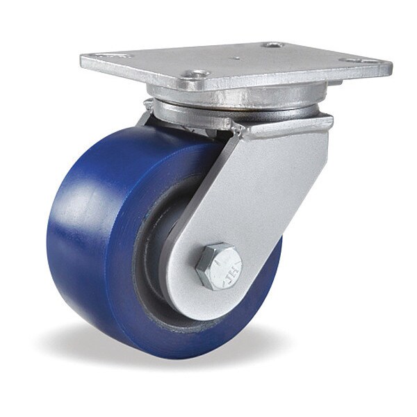 Champion Swivel Caster, 6" x 3" Ergo-Glide XT 1" thick Polyurethane (85A) on Cast Iron Wheel