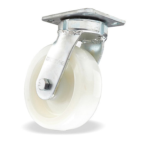 Standard Duty Kingpinless Caster, 6" x 2" White Nylon Wheel, 1/2" Sealed Precision Ball Bearings