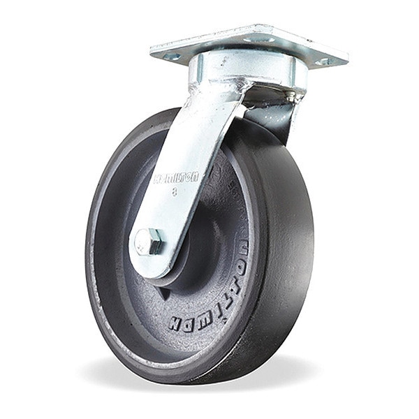 Standard Duty Kingpinless Caster, 8" x 2" Duralast-XC Polyurethane (70D) on Cast Iron Wheels