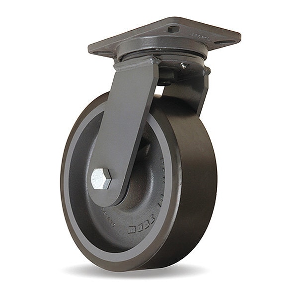 Champion Swivel Caster, 10" x 3" Duralast XC Polyurethane (70D) on Cast Iron Wheel