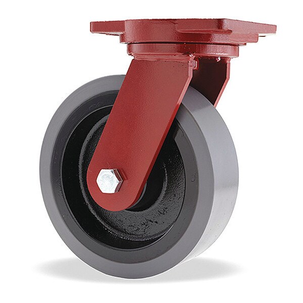 Extra Heavy Duty Swivel Caster, 10" x 3" DuraGlide 1" Thick Polyurethane (95A) on Cast Iron Wheel
