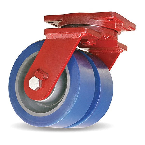 Extra Heavy Duty Dual-Wheel Swivel Caster, 10" x 3" Ergo-Glide XT 1" thick Polyurethane (85A) Wheels
