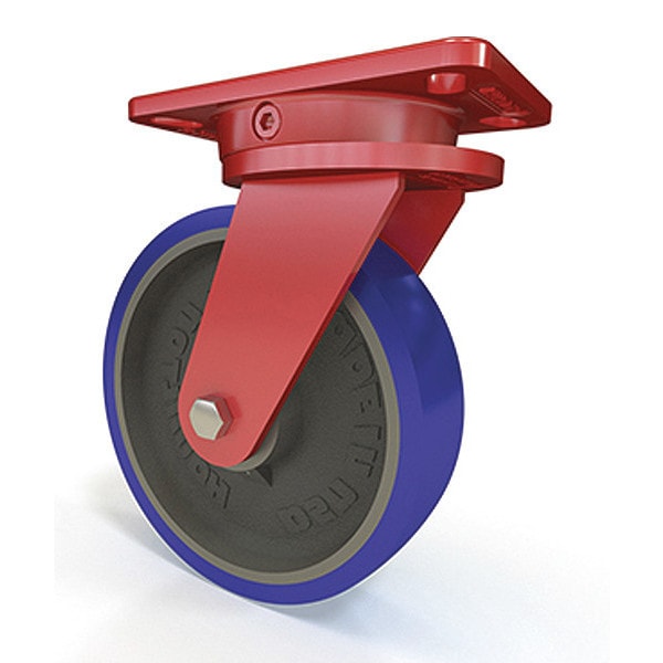 Ergo-X2 Swivel Caster, 8" x 2" Ergo-Glide Polyurethane (85A) on Cast Iron Wheel