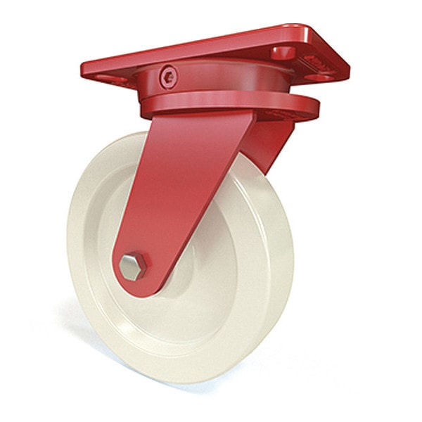 Ergo-X2 Swivel Caster, 8" x 2" White Nylon Wheel, 1/2" Sealed Precision Ball Bearings
