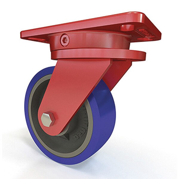 Ergo-X2 Swivel Caster, 6" x 2" Ergo-Glide Polyurethane (85A) on Cast Iron Wheel