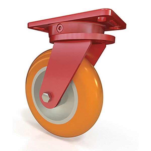 Ergo-X2 Swivel Caster, 8" x 2" Ergo-Tech (87A) on Aluminum, 1/2" Sealed Precision Ball Bearings