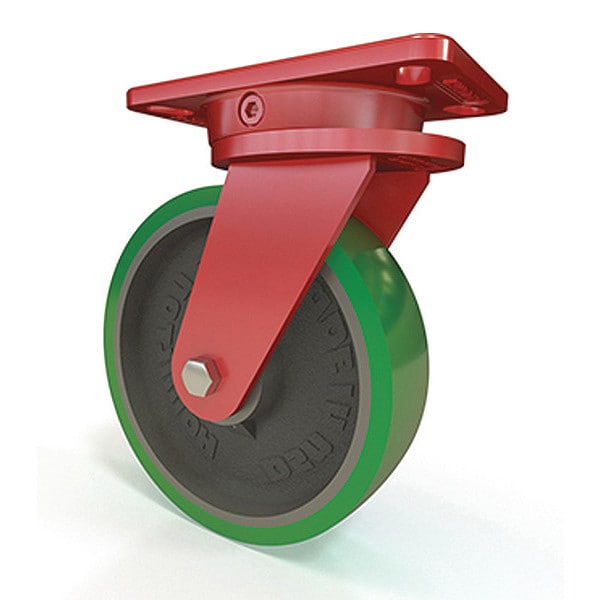 Ergo-X2 Swivel Caster, 8" x 2" Duralast Polyurethane (95A) on Cast Iron Wheel