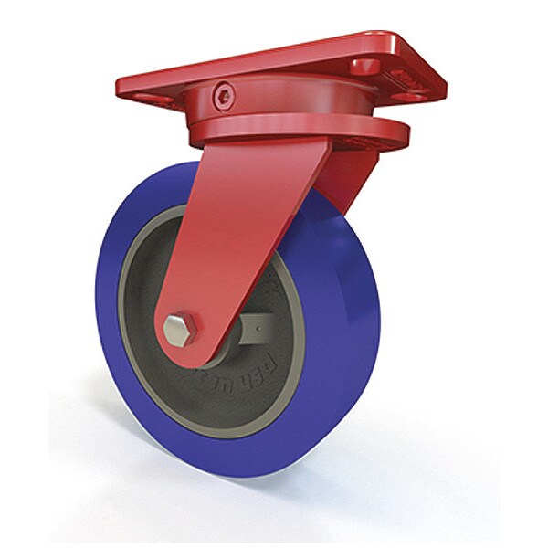 Ergo-X2 Swivel Caster, 8" x 2" Ergo-Glide XT Polyurethane (85A) on Cast Iron Wheel