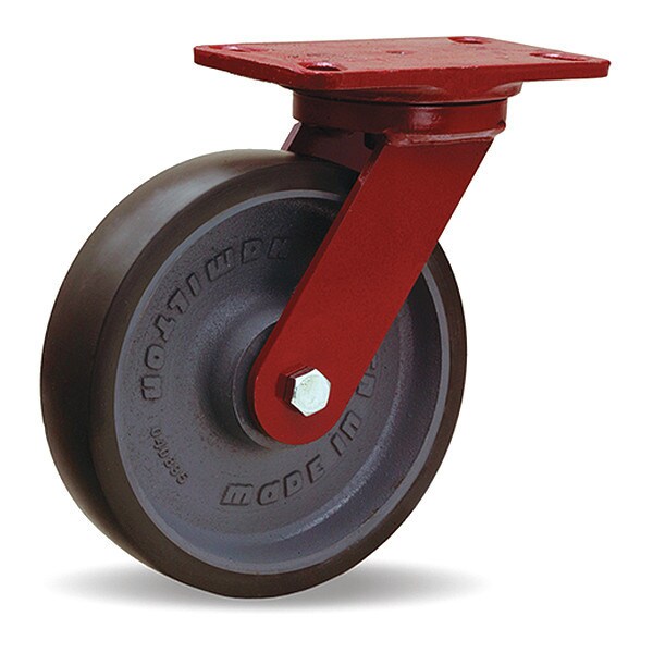 Heavy Service Swivel Caster, 8" x 2" Duralast XC Polyurethane (70D) on Cast Iron Wheels