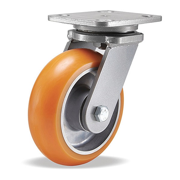 Workhorse Swivel Caster, 6" x 2" Ergo-Tech Donut Tread Polyurethane (87A) on Aluminum Wheels