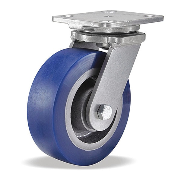 Workhorse Swivel Caster, 6" x 2" Ergo-Glide XT 1" thick Polyurethane (85A) Wheel