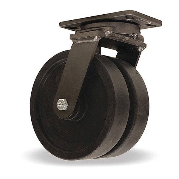High Heat Dual-Wheel HSK2 Inferno Series Kingpinless Swivel Caster , 4" x 2" Forged Steel Wheels