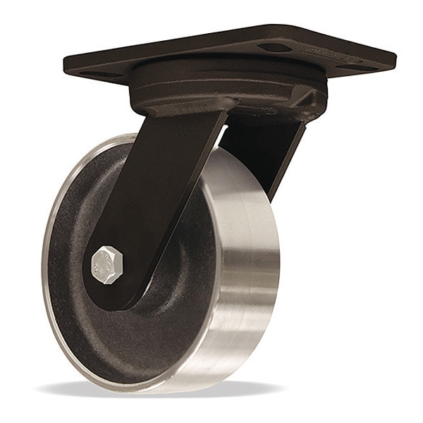Kingpinless Swivel Caster, 6" x 2" Forged Steel Wheel, Swivel Lock/Foot Brake