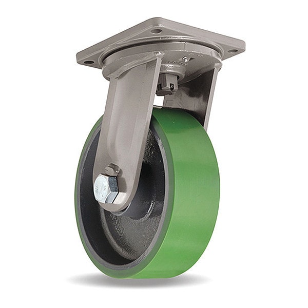 Maxi-Duty Swivel Caster, 16" x 4" Duralast XC Poly on Cast Iron Wheel, Swivel Lock/Face Contact Brake