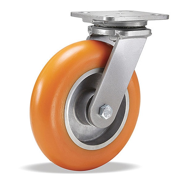 Workhorse Swivel Caster, 8" x 2" Ergo-Tech Donut Tread Polyurethane (87A) on Aluminum Wheels