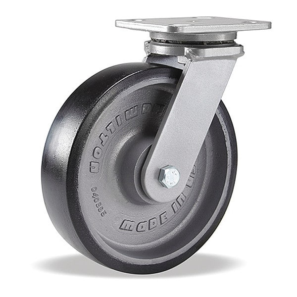 Workhorse Swivel Caster, 8" x 2" Duralast XC Polyurethane (70D) on Cast Iron Wheel