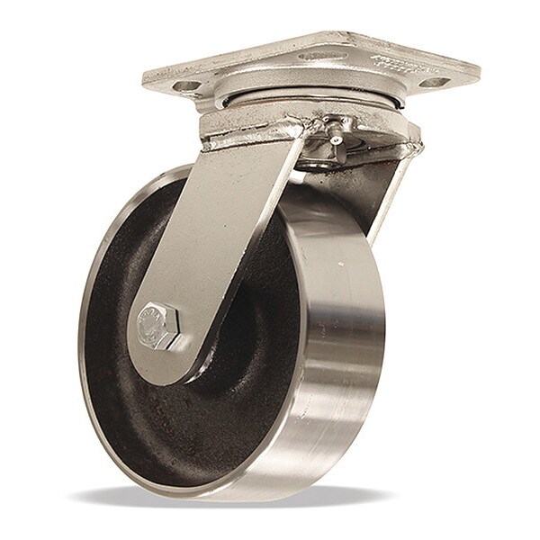 Stainless Steel Workhorse Swivel Caster, 6" x 2" Forged Steel Wheel