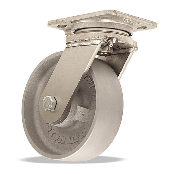 Stainless Steel Workhorse Swivel Caster, 6" x 2" Metal Wheel
