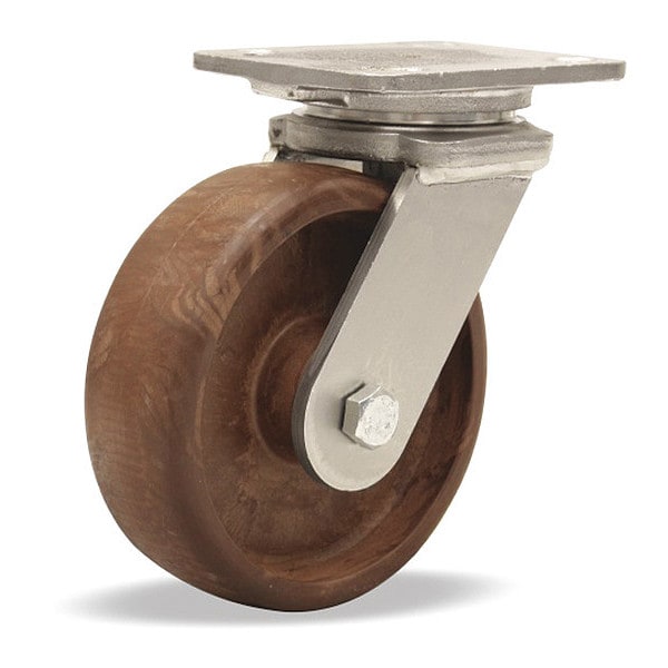 Stainless Steel Workhorse Swivel Caster rated up to 475 deg, F 1/2" Roller Bearing, High Heat Grease