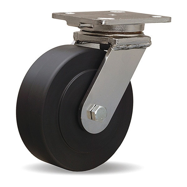 Stainless Steel Workhorse Swivel Caster, 6" x 2" Nylast High Performance Cast Nylon Wheel
