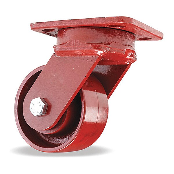 Kingpinless Swivel Caster, 4" x 2" Cast Iron Metal Wheel, 1/2" Sealed Precision Ball Bearings