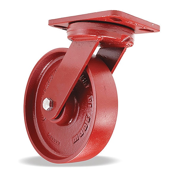 Kingpinless Swivel Caster, 8" x 2" Cast Iron Metal Wheel, 3/4" Sealed Precision Ball Bearings