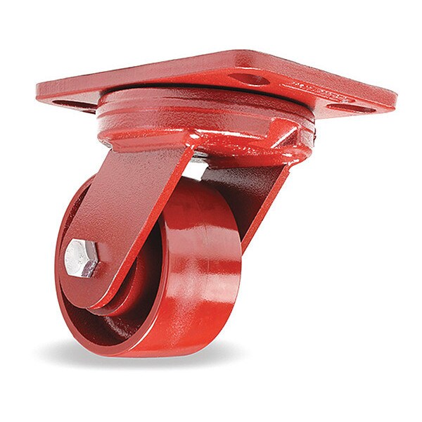 Kingpinless Swivel Caster, 4" x 2" Cast Iron Metal Wheel, 3/4" Sealed Precision Ball Bearings