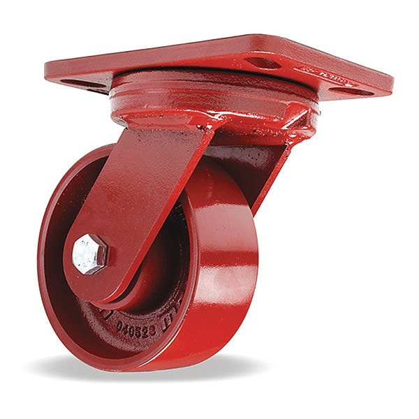 Kingpinless Swivel Caster, 5" x 2" Cast Iron Metal Wheel, 3/4" Sealed Precision Ball Bearings