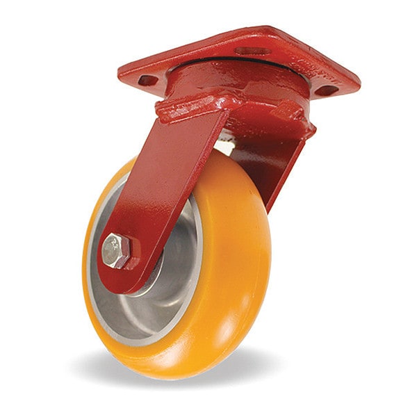 Kingpinless Swivel Caster, 6" x 2" Ergo-Tech (87A) Wheel, 1/2" Sealed Precision Ball Bearings