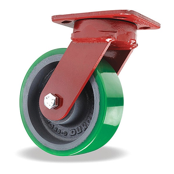 Kingpinless Swivel Caster, 6" x 2" Duralast (95A) Wheel, 1/2" Sealed Precision Ball Bearings