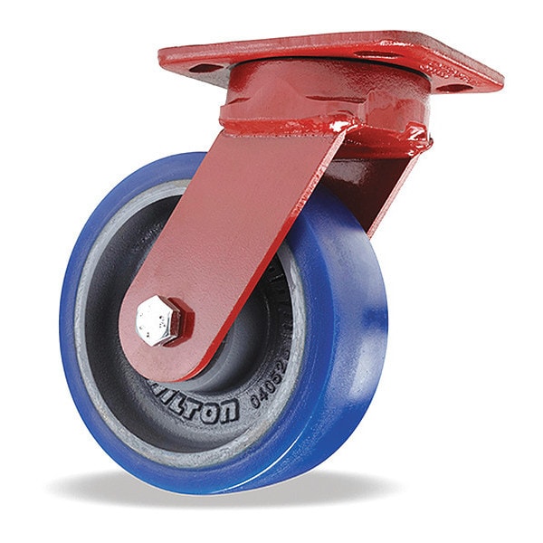 Kingpinless Swivel Caster, 6" x 2" Ergo-Glide Wheel (80A), 1/2" Sealed Precision Ball Bearings