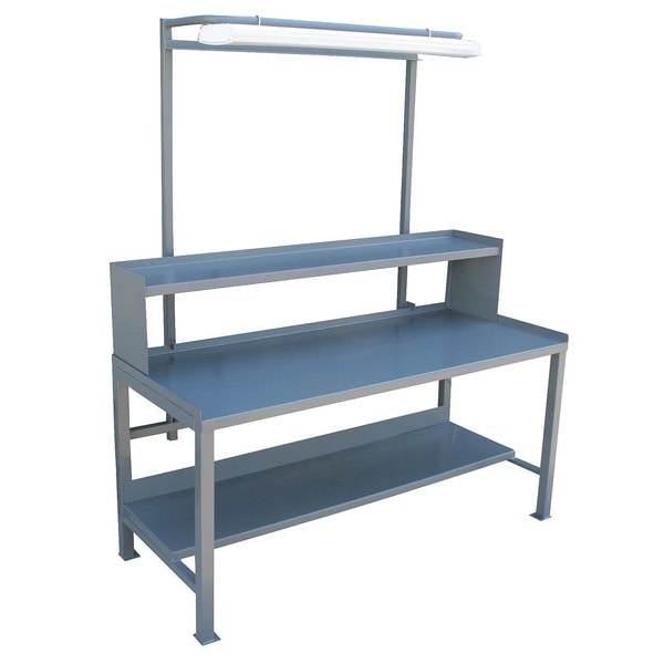 Heavy Duty Fixed Work Bench, Steel, 72" W, 34" Height, 3000 lb., Straight