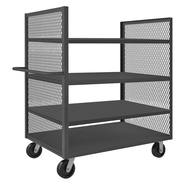 14 ga. Steel 2 Sided Mesh Stock Cart 2000 lb. Capacity, 66-1/2"L x 36-1/4"W x 56-7/16"H