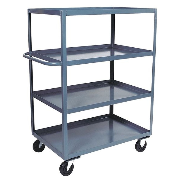 Stock Cart, 14 ga. Steel, 3,000 lb Load Capacity, 4 Shelves, 42 in L, 25 in W, 60" H