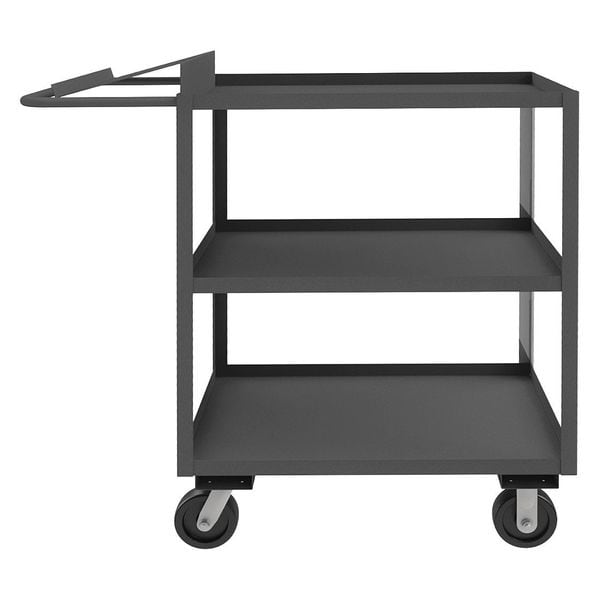 Order-Picking Utility Cart with Lipped Metal Shelves, Steel, 3,000 lb Load Capacity, 3 Shelves