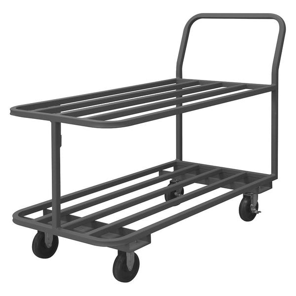 Easy Access & Load Low-Profile Utility Cart with Metal Shelves & Tube Frame, Steel, 2 Shelves