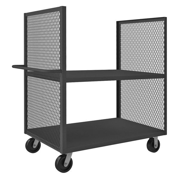 14 ga. Steel 2 Sided Mesh Stock Cart 2000 lb. Capacity, 54-1/2"L x 30-1/4"W x 56-7/16"H