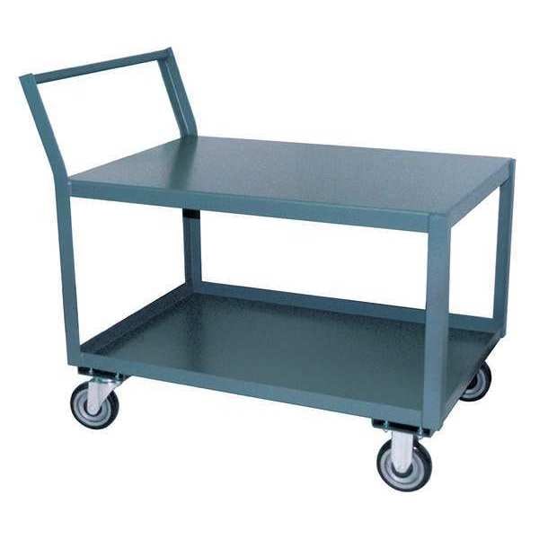 Raised Handle Utility Cart, 1,400 lb Load Capacity, 2 Shelves, 54 in L, 31 in W, 39 in H