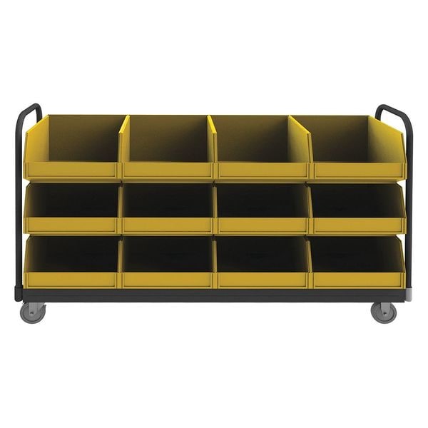 14 ga. Steel, Plastic (Bins) Horizontal Rack-Style Bin Cart, 77-5/16" D x 48 1/2 in H x 19 in W