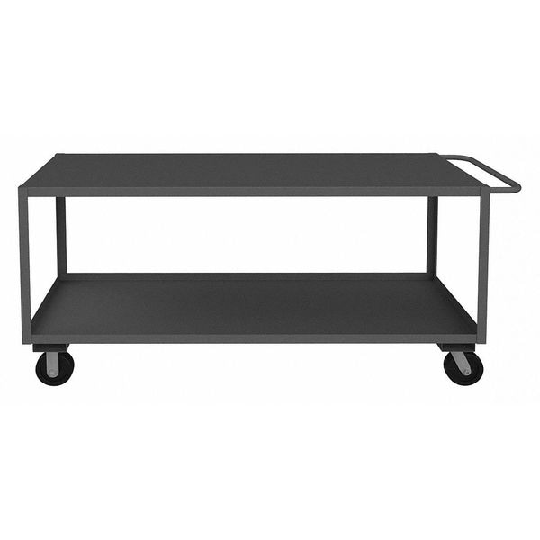 Utility Cart with Lipped & Flush Metal Shelves, Steel, 3,000 lb Load Capacity, 2 Shelves
